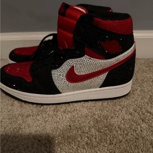 Nike Red and Black Bedazzled Shoes